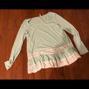 Line Up mint sweater with lace detail